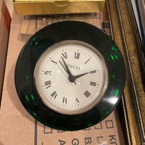 Gucci Black and Green Table Clock